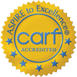 a seal that says aspire to excellence CARF accredited